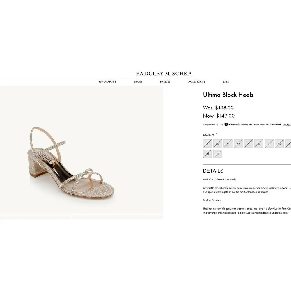 Badgley Mischka‎ Ultima Block Heels Soiree Date Night Bridal Wedding US 7